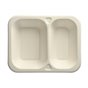 Topseal Menu Trays Sugarcane "Pure" Rectangular 2-compt. 185 x 235 x 42mm White