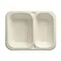 Topseal Menu Trays Sugarcane "Pure" Rectangular 2-compt. 185 x 235 x 42mm White