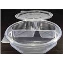 Ripboxx Meal tray 528cc + 230cc + 180cc 3-Compartment PP Transparent With Tear-off hinged lid