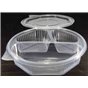 Ripboxx Meal tray 528cc + 230cc + 180cc 3-Compartment PP Transparent With Tear-off hinged lid