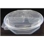 Ripboxx Meal tray 528cc + 230cc + 180cc 3-Compartment PP Transparent With Tear-off hinged lid