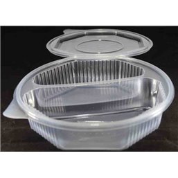 Ripboxx Meal tray 600cc + 405cc 2-Compartment PP Transparent With Tear-off hinged lid