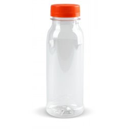 Bottle with Orange Lid Transparent APET 250ml