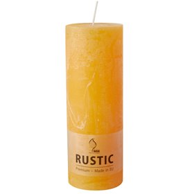 Cylinder Candles Golden Yellow "Rustic" Full Colored Ø 68 x 190mm -Horecavoordeel.com-