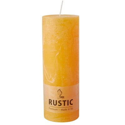 Cylinder Candles Golden Yellow "Rustic" Full Colored Ø 68 x 190mm -Horecavoordeel.com-