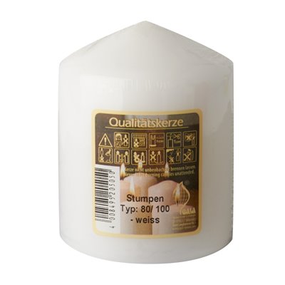 Pillar candles White Ø 80 x 100mm -Horecavoordeel.com-