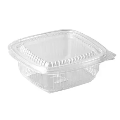 Salad containers + Fixed Lid 250cc PP Rectangle Transparent 44 x 115 x 120mm -Horecavoordeel.com-