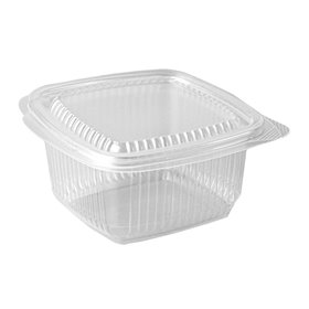 Salad containers + Fixed Lid 375cc PP Rectangle Transparent 62 x 115 x 120mm -Horecavoordeel.com-