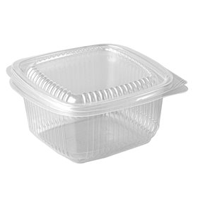 Saladebakken + Vaste Deksel 500ccPP Rechthoek Transparant 62 x 125 x 130 mm -horecavoordeel.com-