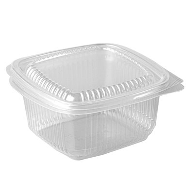 Salad containers + Fixed Lid 500ccPP Rectangle Transparent 62 x 125 x 130 mm -Horecavoordeel.com-