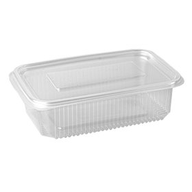 Saladebakken + Vaste Deksel 750cc PP Rechthoek Transparant 52 x 130 x 190mm -horecavoordeel.com-