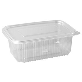 Saladebakken + Vaste Deksel 1000cc PP Rechthoek Transparant 73 x 130 x 190mm -horecavoordeel.com-