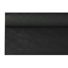 Tafelkleed Papier Rol Zwart Met Damastprint 8 x 1,2 meter -horecavoordeel.com-