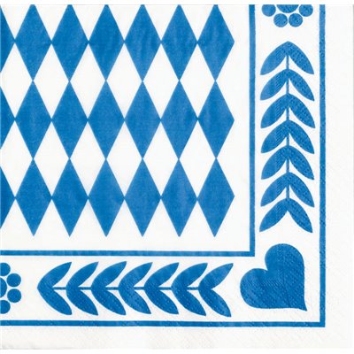 Servetten 3-Laags "Beiers Blauw" 1/4 vouw 330 x 330mm -horecavoordeel.com-