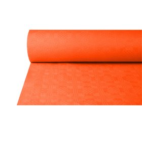 Tafelkleed Papier Rol Terracotta Met Damastprint 50 x 1 meter -horecavoordeel.com-