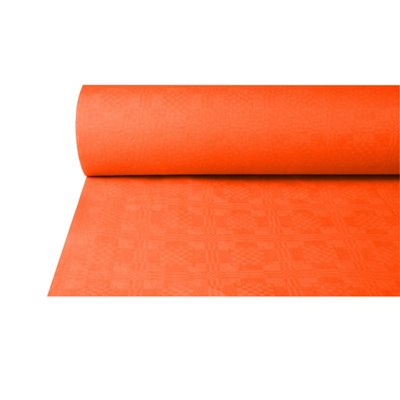 Tafelkleed Papier Rol Terracotta Met Damastprint 50 x 1 meter -horecavoordeel.com-