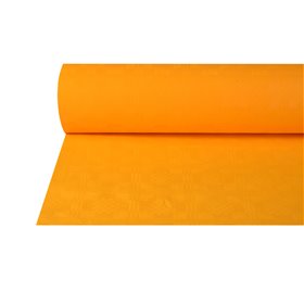 Tafelkleed Papier Rol Oranje Met Damastprint 50 x 1 meter -horecavoordeel.com-