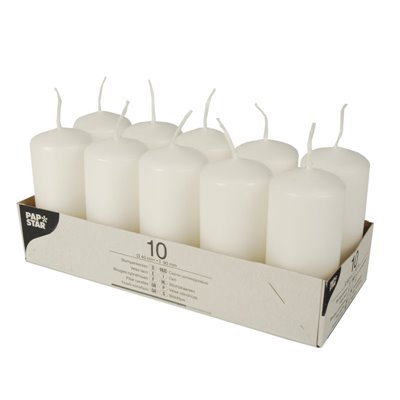 Pillar candles White Ø 40 x 90mm -Horecavoordeel.com-