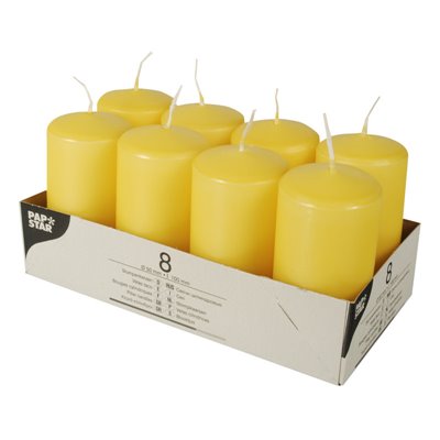 Pillar candles Golden yellow Ø 50 x 100mm -Horecavoordeel.com-