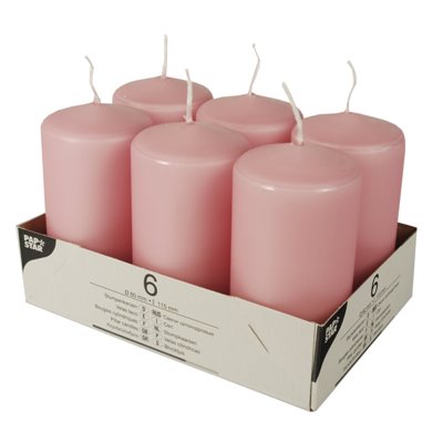 Pillar candles Old pink Ø 60 x 115mm -Horecavoordeel.com-