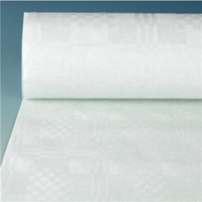 Tafelkleed Papier Rol Wit Met Damastprint 100 x 1,2 meter -horecavoordeel.com-