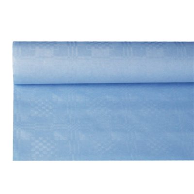 Tablecloth Paper Roll Light Blue With Damask Print 8 x 1.2 meters -Horecavoordeel.com-