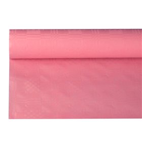 Tafelkleed Papier Rol Roze Met Damastprint 8 x 1,2 meter -horecavoordeel.com-