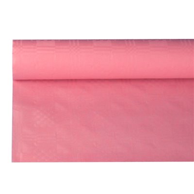 Tafelkleed Papier Rol Roze Met Damastprint 8 x 1,2 meter -horecavoordeel.com-