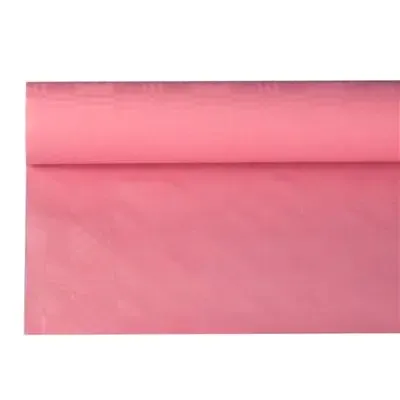 Tafelkleed Papier Rol Roze Met Damastprint 8 x 1,2 meter -horecavoordeel.com-