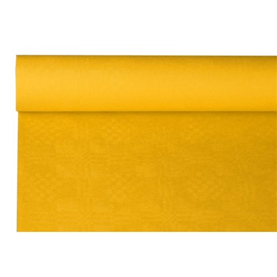 Tablecloth Paper Roll Yellow With Damask Print 8 x 1.2 meters -Horecavoordeel.com-