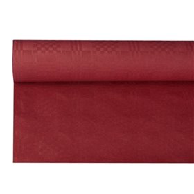 Tafelkleed Papier Rol Bordeaux Met Damastprint 8 x 1,2 meter -horecavoordeel.com-