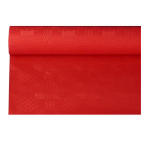 Tafelkleed Papier Rol Rood Met Damastprint 8 x 1,2 meter -horecavoordeel.com-