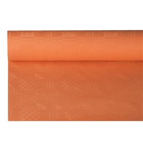 Tafelkleed Papier Rol Terracotta Met Damastprint 8 x 1,2 meter -horecavoordeel.com-