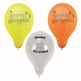 Ballonnen Kleuren Assortiment "Happy Birthday" Ø 220mm -horecavoordeel.com-