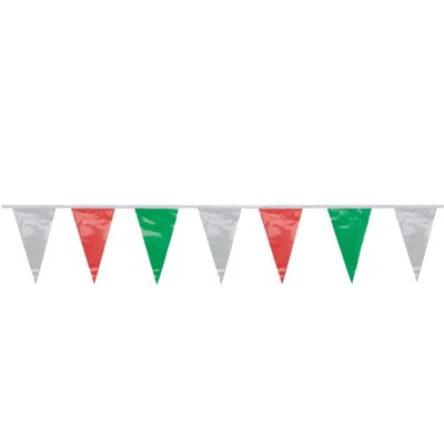 Pennant Garland Foil Green White Red Water Resistant 4 Meters -Horecavoordeel.com-