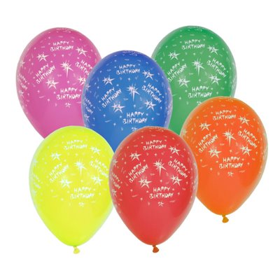 Ballonnen "Happy Birthday" Kleuren Assortiment Ø 290mm -horecavoordeel.com-