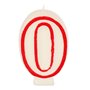 Birthday Candles Number "0" White With Red Edge 73mm -Horecavoordeel.com-