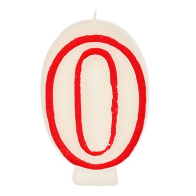 Birthday Candles Number "0" White With Red Edge 73mm -Horecavoordeel.com-