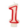 Birthday Candles Number "1" White With Red Edge 73mm -Horecavoordeel.com-