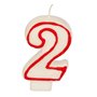 Birthday Candles Number "2" White With Red Edge 73mm -Horecavoordeel.com-