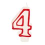 Birthday Candles Number "4" White With Red Edge 73mm -Horecavoordeel.com-