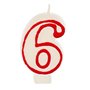 Birthday Candles Number "6" White With Red Edge 73mm -Horecavoordeel.com-