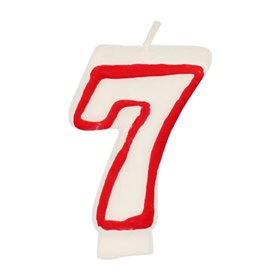 Birthday Candles Number "7" White With Red Edge 73mm -Horecavoordeel.com-