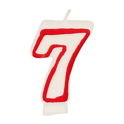 Birthday Candles Number "7" White With Red Edge 73mm -Horecavoordeel.com-