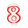 Birthday Candles Number "8" White With Red Edge 73mm -Horecavoordeel.com-