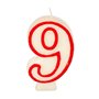 Birthday Candles Number "9" White With Red Edge 73mm -Horecavoordeel.com-