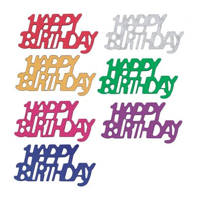 Strooidecoratie Folie "Happy Birthday" Kleuren Assortiment 15 Gram -horecavoordeel.com-