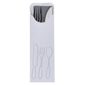 Cutlery Bags Gray 235 x 73mm Including Colored Bistro Napkin -Horecavoordeel.com-