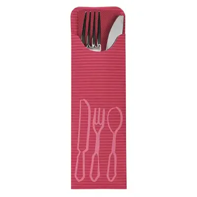Cutlery Bags Bordeaux 235 x 73mm Including Colored Bistro Napkin -Horecavoordeel.com-