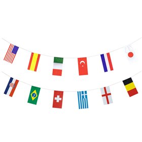 Vlaggetjes Slinger Papier "32 Nations" Brandvertagend 10 meter -horecavoordeel.com-